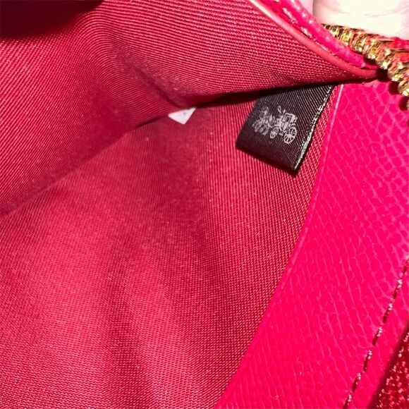 COACH Red Leather Wallet w Gold Hardware AUTHENTIC - Picture 5 of 5